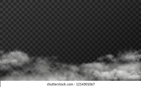 Vector Illustration Of White Smoky Clouds  Isolated On Transparent Background