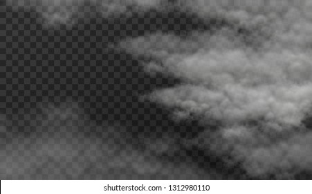 Vector illustration of white smoky clouds  on transparent background