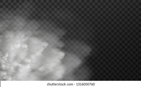 Vector illustration of white smoky clouds  isolated on transparent background