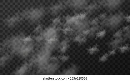 Vector illustration of white smoky clouds  on transparent background