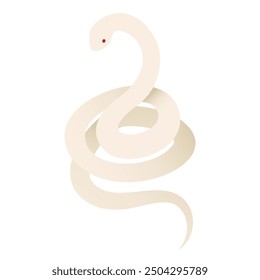 Vector illustration of a white snake coiled in a coil