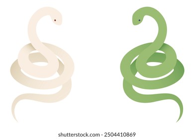 Vector illustration of a white snake coiled in a coil