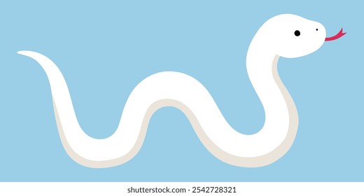 Vector illustration of white snake. Zodiac signs, New Year's cards