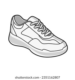 Ilustración vectorial de las zapatillas blancas con fondo blanco