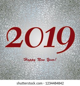 Vector illustration of White snow on a gray background. Holiday - New year 2019