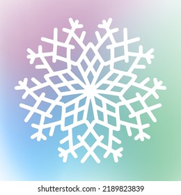Ilustración vectorial. Fondo de color azul de copo de nieve blanco