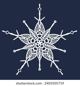 ilustración vectorial copo de nieve blanco aislado en fondo oscuro 