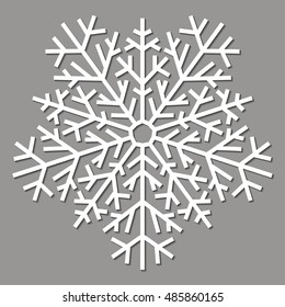 Vector illustration, white snowflake on a grey background