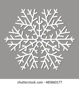 Vector illustration, white snowflake on a grey background