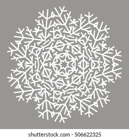 Vector illustration, white snowflake on a grey background