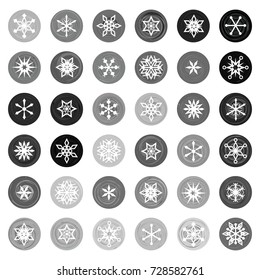 vector illustration for white snowflakes and gray spiral circles for winter monochromatic patterns and backgrounds