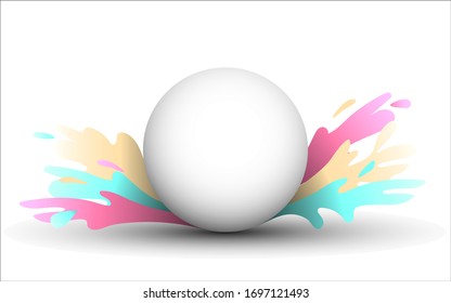 Vector illustration. White sphere in the spray of paints.