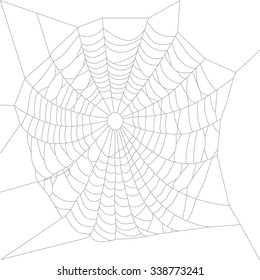 Vector illustration white spider web, net. Halloween symbol