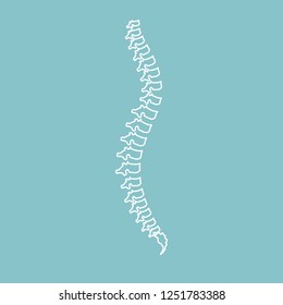 Vector illustration white spine diagnostic symbol, design, sign on blue background. Diagnostic center