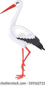 Vector Illustration of a White Stork