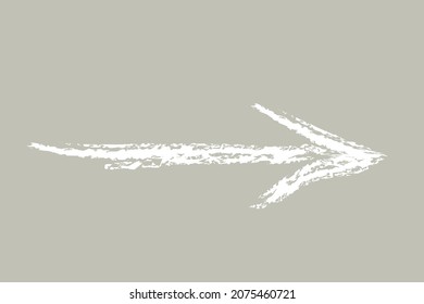 Ilustración vectorial de una flecha recta blanca con estilo dibujado a mano con efecto tiza sobre un fondo gris.