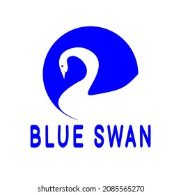 Vector illustration of a white swan in a blue circle