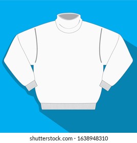 Vector illustration, white sweater with high collar on blue background. The design can be found with more models in my portfolio.
