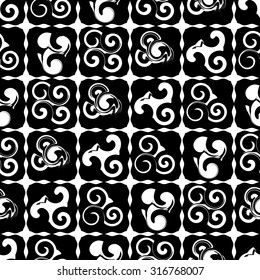 Vector illustration of white swirl seamless pattern background.