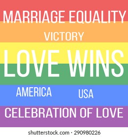 Vector illustration of white text on rainbow background