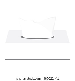 Vector illustration white tissue box with tissue paper
