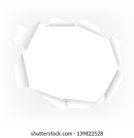 vector illustration of a white torn paper hole