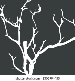 Vector illustration of white tree/branches on dark grey background