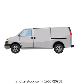 Vector illustration white truck, van isolated on white background. Delivery car vector icon. Minivan. Delivery service