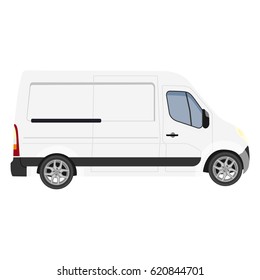 Vector illustration white truck, van isolated on white background. Delivery car vector icon. Minivan. Delivery service