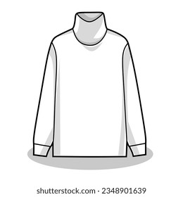 Vector Illustration of White Turtle Neck Shirt with White Background