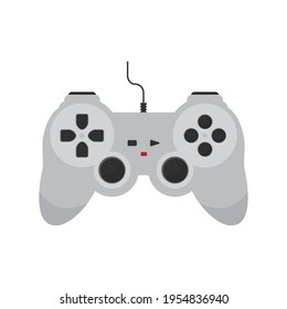 Vector illustration white video game console isolated on white background