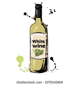 Vector illustration of white  wine. Background for menu design, flyer, banner