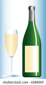 ilustración vectorial del vino blanco con etiqueta en blanco