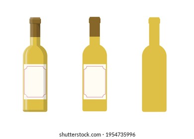 ilustración vectorial de la botella de vino blanco en estilo plano