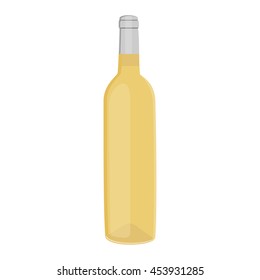 Vector illustration white wine bottle isolated on white background. Bottle of wine