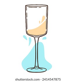 Vector illustration of a white wine glasses in hand drawn vintage engraving style. Logos, postcards and wine companies