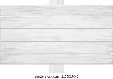 Vector illustration of white wooden sign