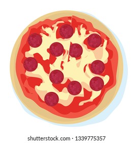 Vector Illustration Whole Circle Salami Pizza Stock Vector (Royalty ...