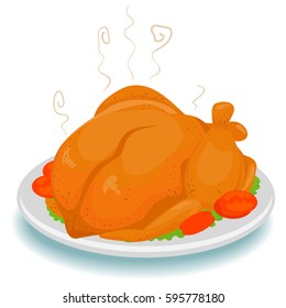  Vector Illustration of Whole Cooked Chicken