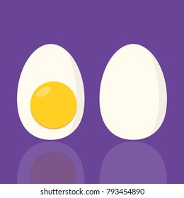 Vector illustration of whole egg and half egg. Egg icon