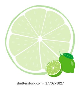 Vector illustration of whole, half and sliced background material of lime.
