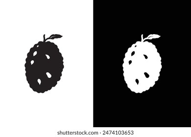 Vector illustration, Whole jackfruit isolated on a white Black background. Tropical fruit in flat style. Illustration Vector Graphic of jackfruit fruit