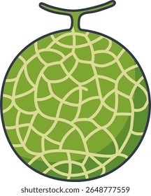 Ilustração vetorial de um melão inteiro com um padrão de rede de assinatura. Perfeito para comida, verão e projetos com temática tropical.
