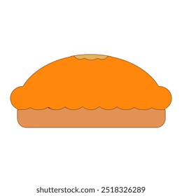 Vector Illustration of whole and sliced ​​Pumpkin Pie with Cream, Designs suitable for various purposes such as printed products, merchandise or digital promotional materials.