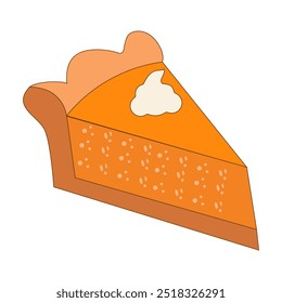 Vector Illustration of whole and sliced ​​Pumpkin Pie with Cream, Designs suitable for various purposes such as printed products, merchandise or digital promotional materials.