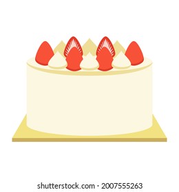 Ilustración vectorial de la tarta de fresa completa