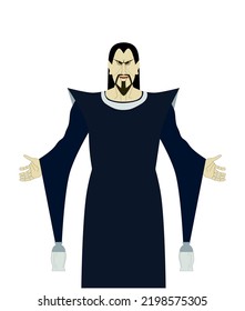 Vector illustration of wicked medieval wizard