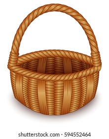 Vector illustration of Wicker basket on white background
