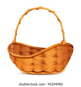 vector illustration of wicker basket on white background