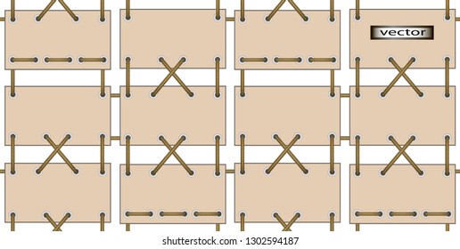 Vector illustration of a wide-format seamless background, isolated, hanging on a poster line, cardboard, scrapbooking character set to hang, and a mix of lacing to place text, Wallpaper or packaging t